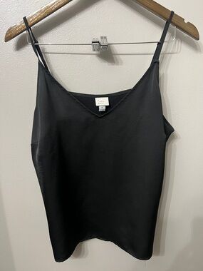 a new day Black Satin Cami with V-Neck